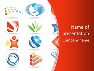 A Red And White Background With A Bunch Of Different Logos PowerPoint Template