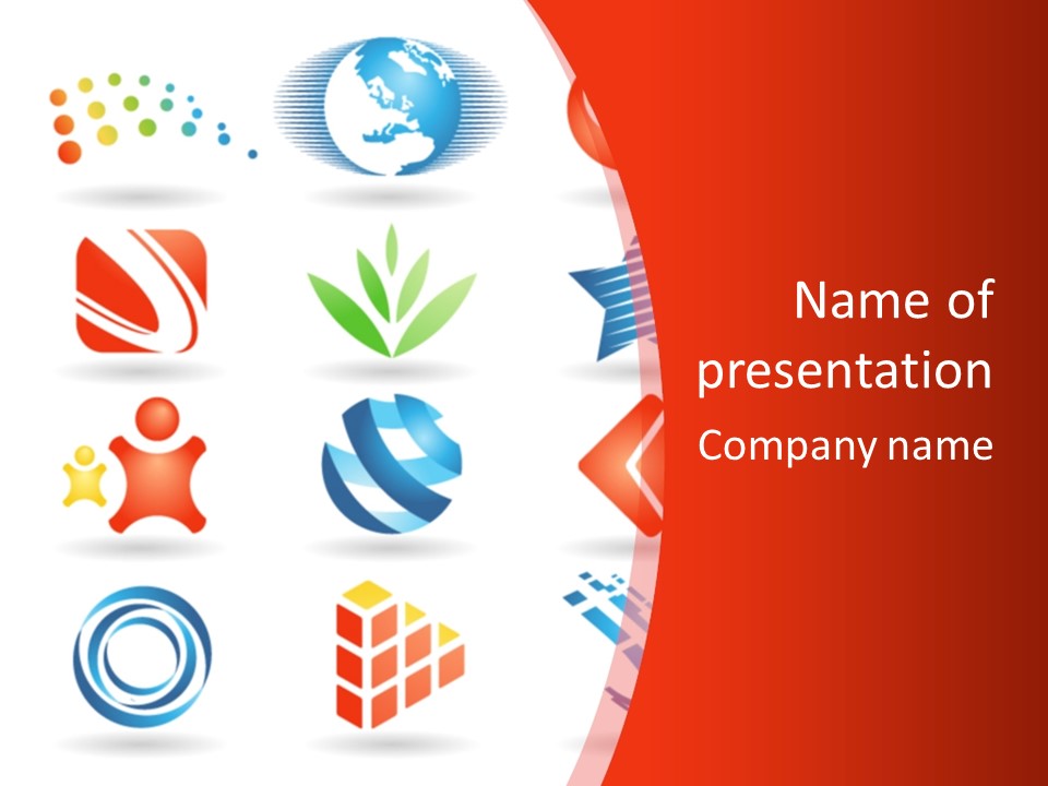 A Red And White Background With A Bunch Of Different Logos PowerPoint Template