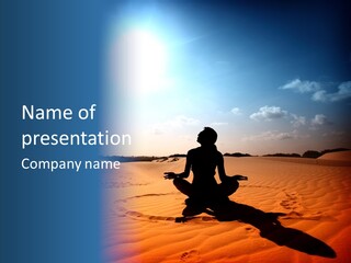 A Person Sitting In The Middle Of A Desert PowerPoint Template