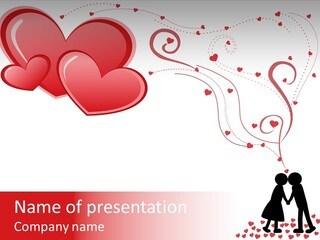 A Couple Kissing With Hearts Coming Out Of Them PowerPoint Template
