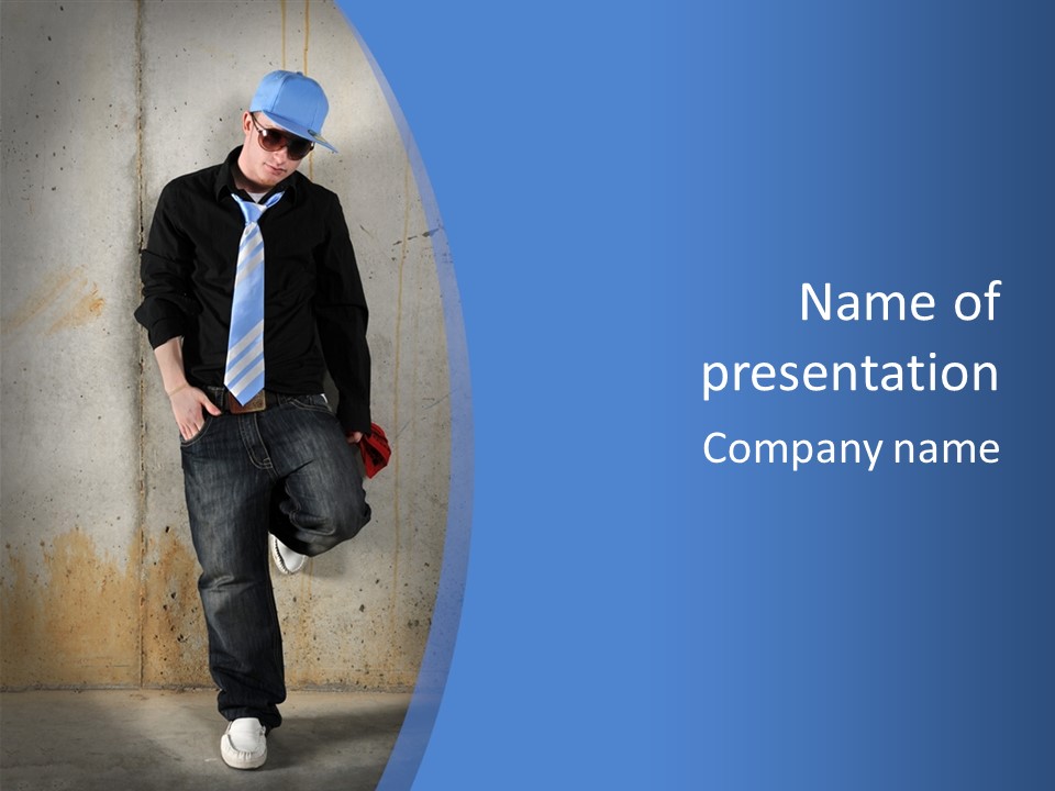 One Caucasian Person PowerPoint Template