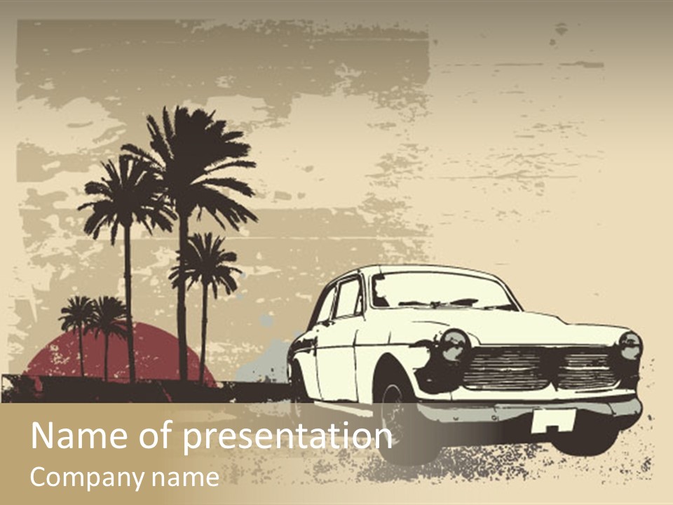 A Car Is Parked In Front Of A Palm Tree PowerPoint Template
