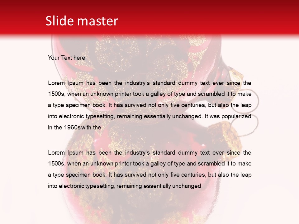 A Red And Gold Christmas Ornament On A White Background PowerPoint Template