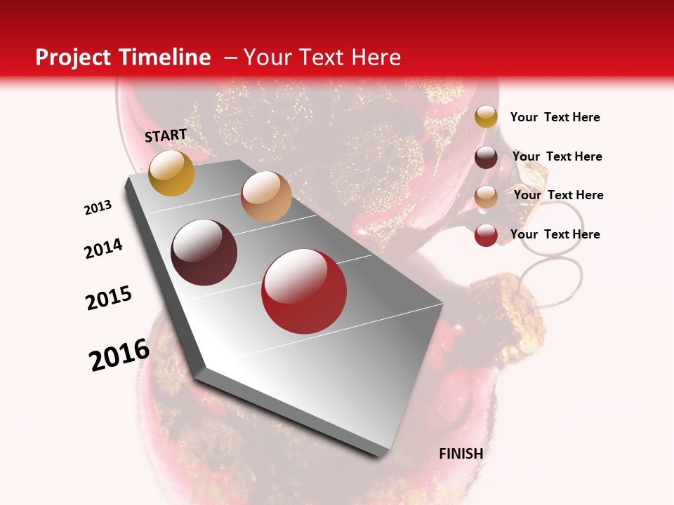 A Red And Gold Christmas Ornament On A White Background PowerPoint Template