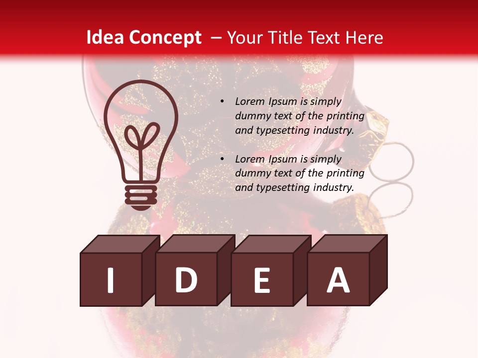 A Red And Gold Christmas Ornament On A White Background PowerPoint Template