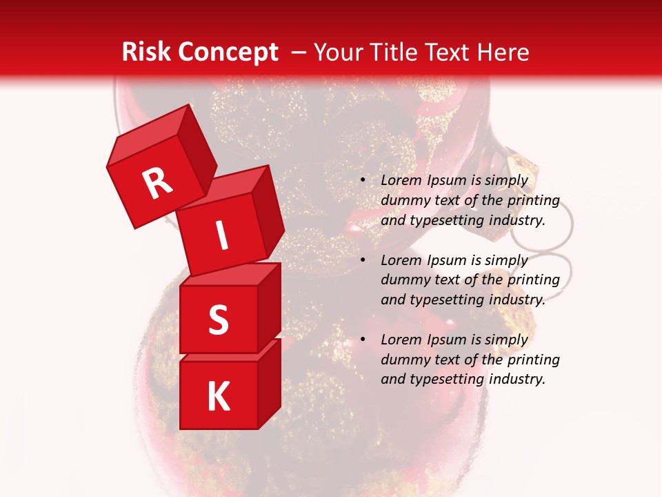 A Red And Gold Christmas Ornament On A White Background PowerPoint Template