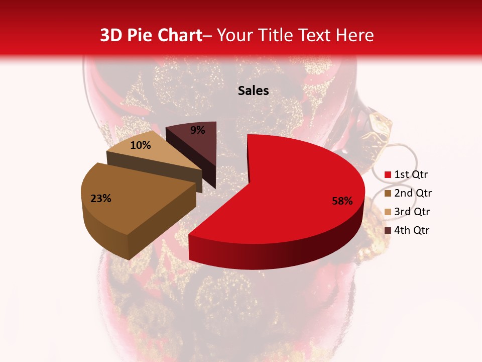 A Red And Gold Christmas Ornament On A White Background PowerPoint Template