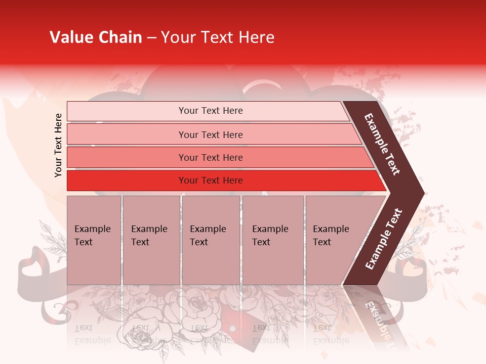 Two Hearts With A Ribbon And Flowers On A White Background PowerPoint Template
