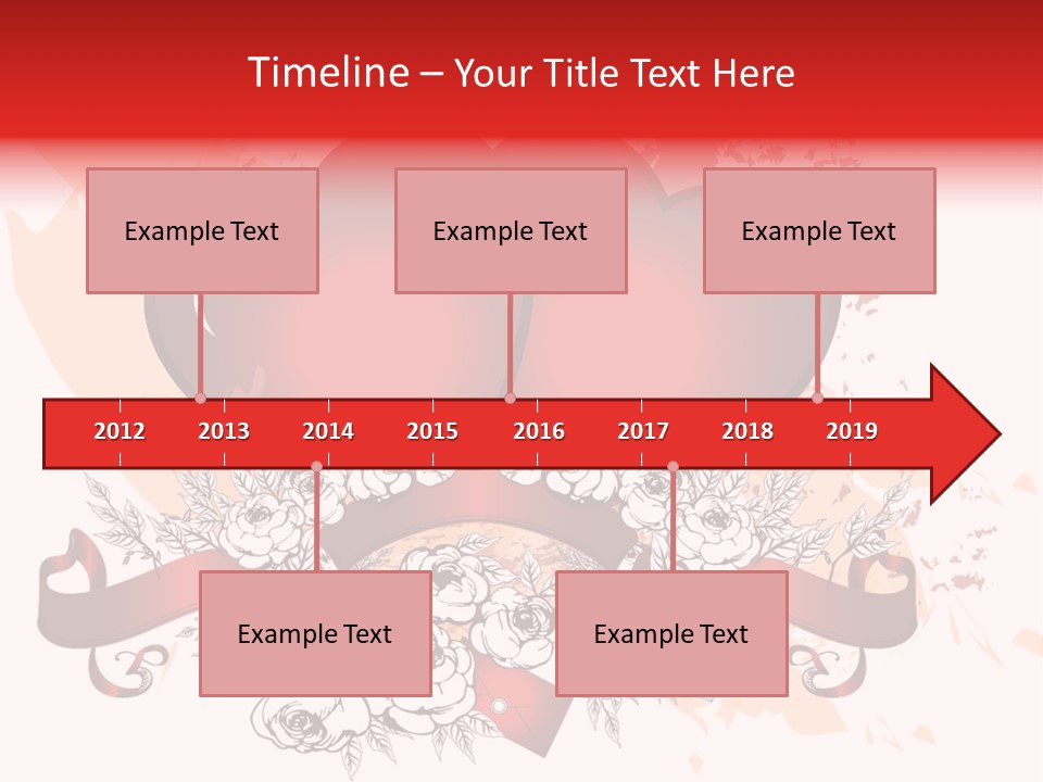 Two Hearts With A Ribbon And Flowers On A White Background PowerPoint Template