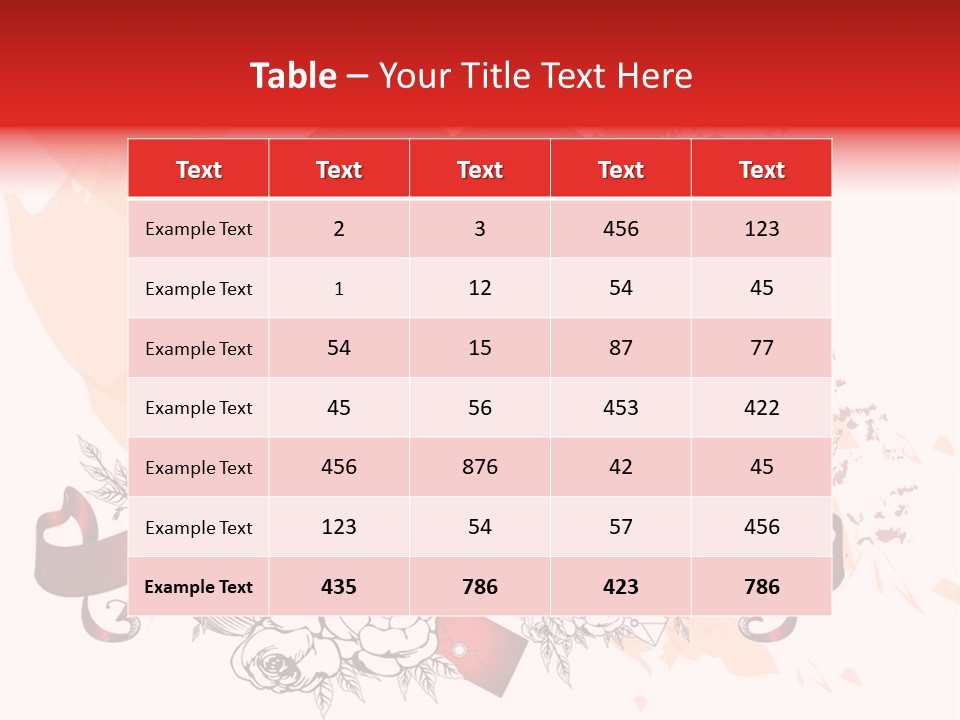 Two Hearts With A Ribbon And Flowers On A White Background PowerPoint Template