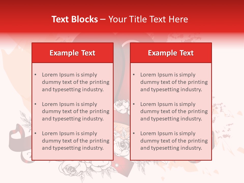 Two Hearts With A Ribbon And Flowers On A White Background PowerPoint Template