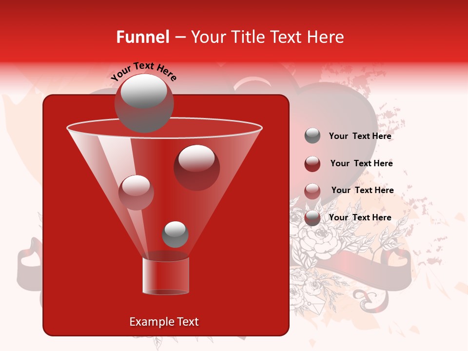 Two Hearts With A Ribbon And Flowers On A White Background PowerPoint Template