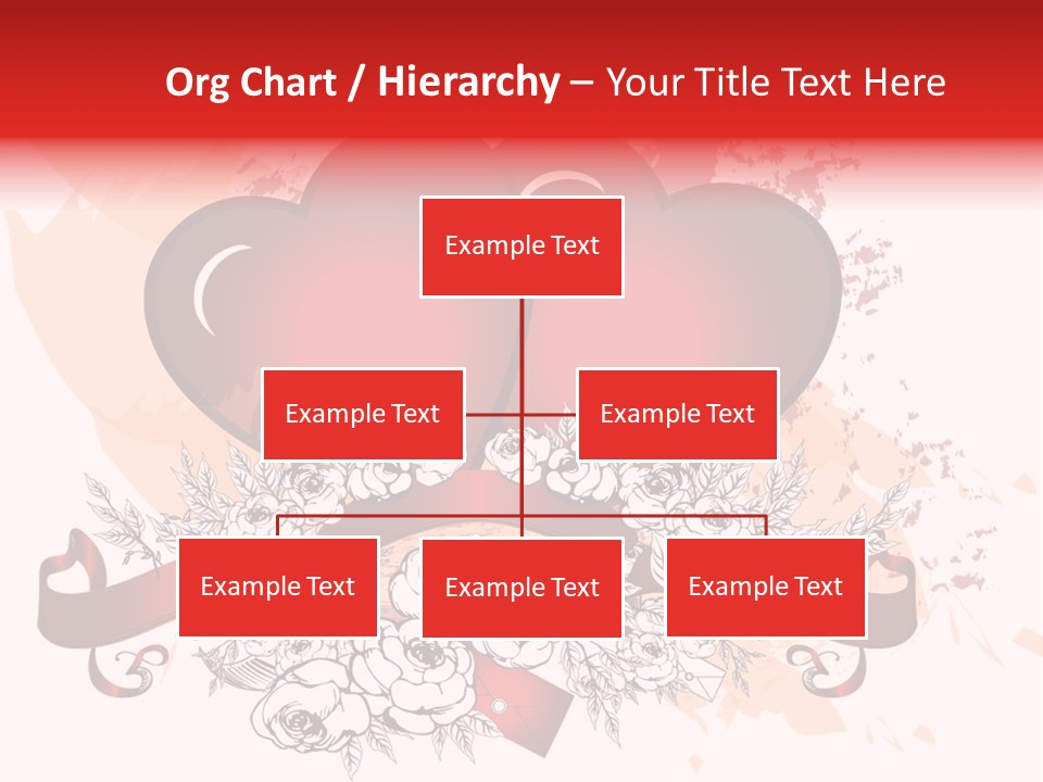 Two Hearts With A Ribbon And Flowers On A White Background PowerPoint Template