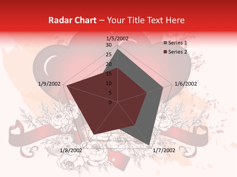 Two Hearts With A Ribbon And Flowers On A White Background PowerPoint Template