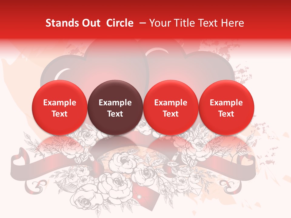 Two Hearts With A Ribbon And Flowers On A White Background PowerPoint Template