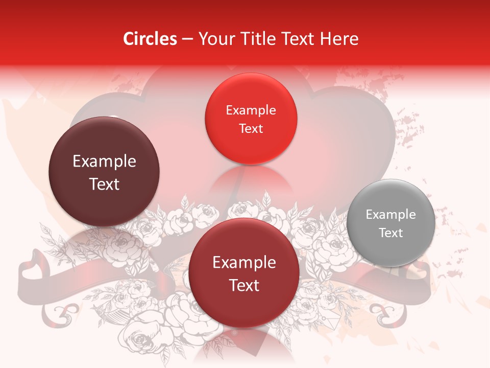 Two Hearts With A Ribbon And Flowers On A White Background PowerPoint Template