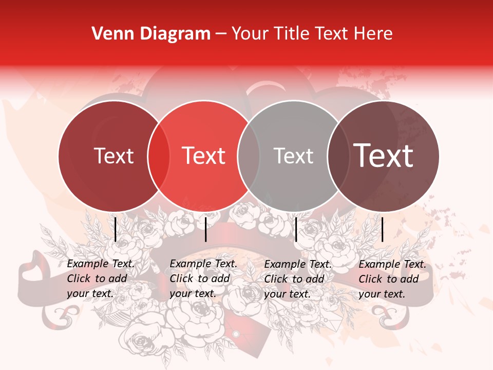 Two Hearts With A Ribbon And Flowers On A White Background PowerPoint Template