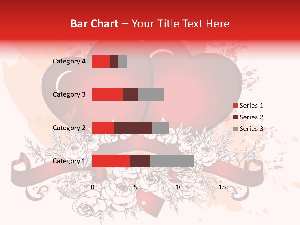Two Hearts With A Ribbon And Flowers On A White Background PowerPoint Template