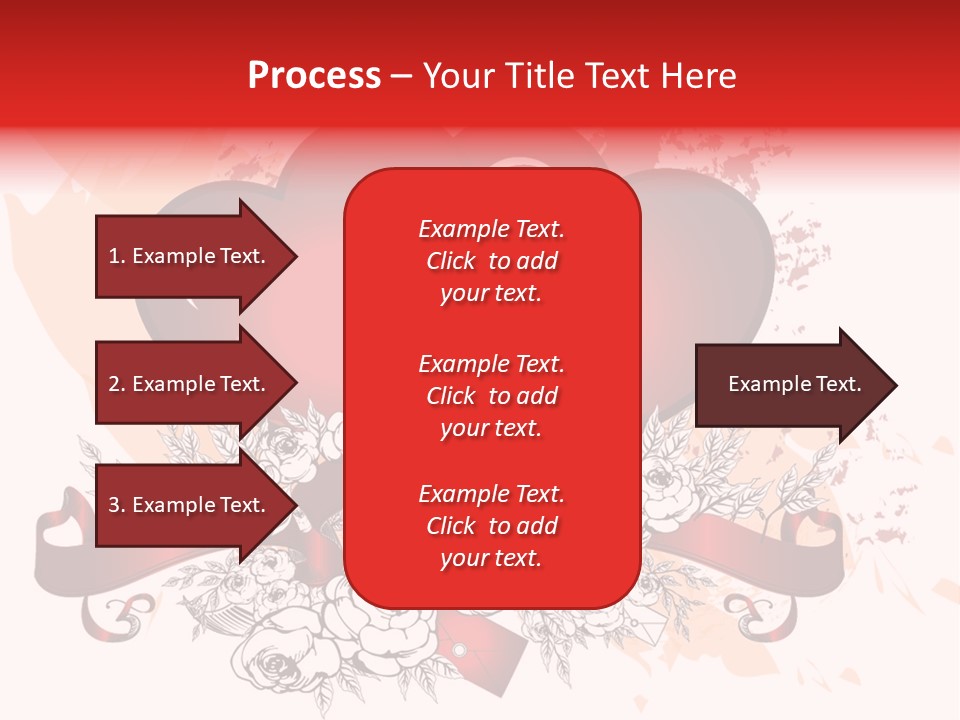 Two Hearts With A Ribbon And Flowers On A White Background PowerPoint Template