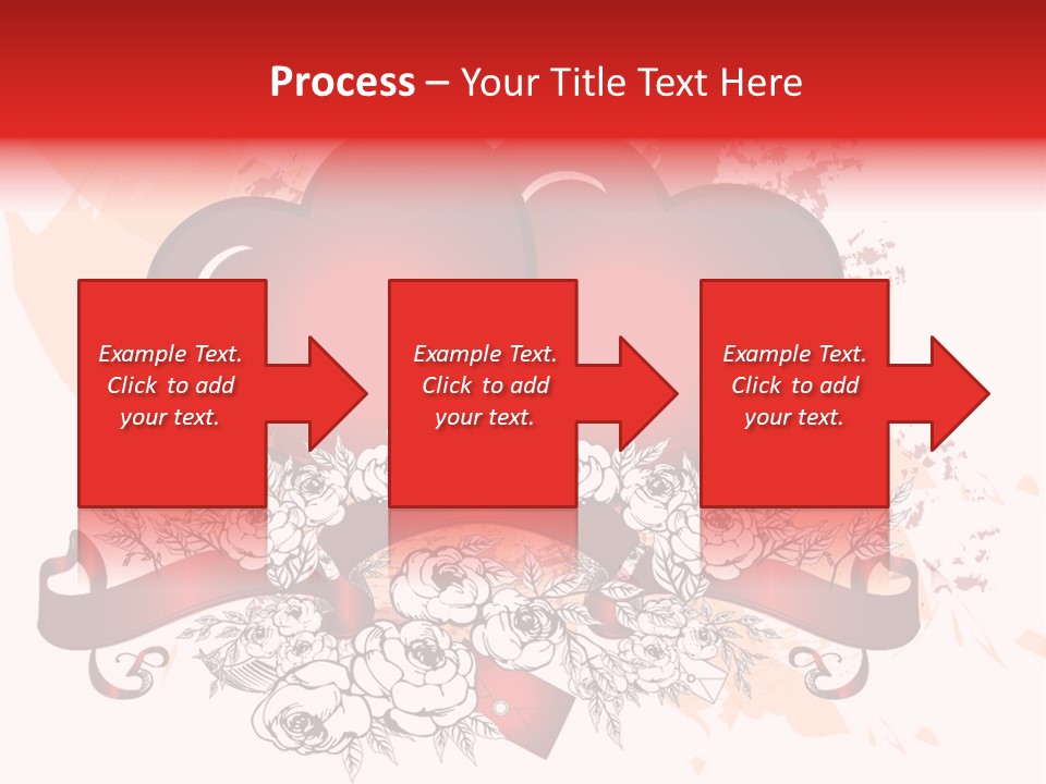 Two Hearts With A Ribbon And Flowers On A White Background PowerPoint Template