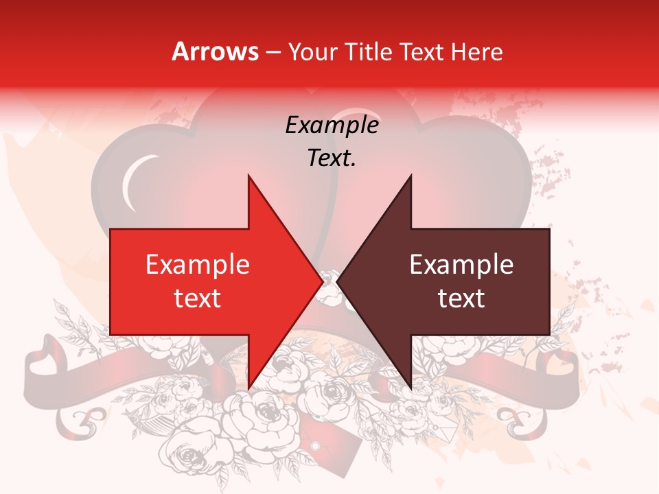 Two Hearts With A Ribbon And Flowers On A White Background PowerPoint Template