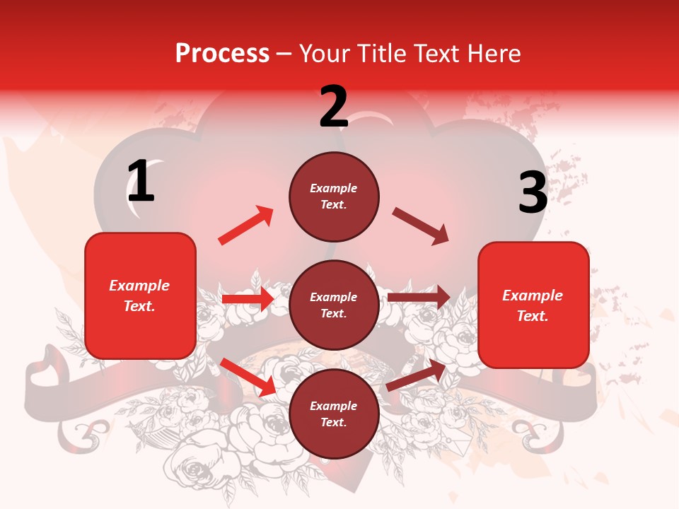 Two Hearts With A Ribbon And Flowers On A White Background PowerPoint Template