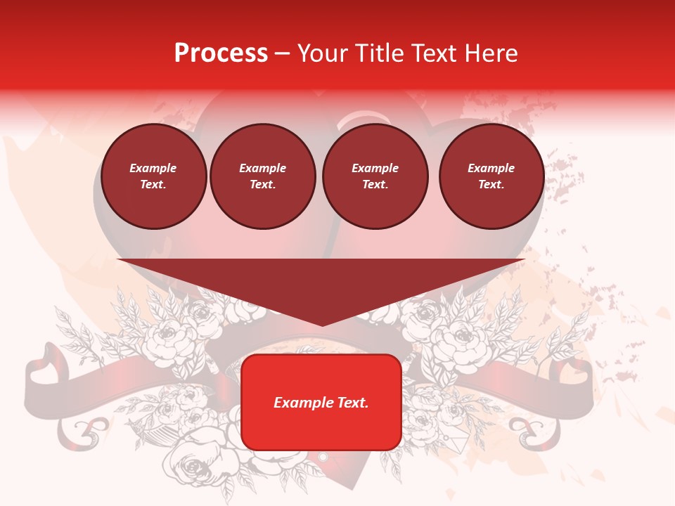 Two Hearts With A Ribbon And Flowers On A White Background PowerPoint Template