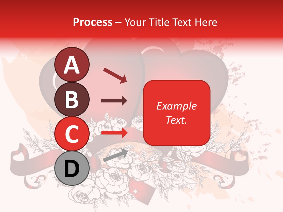 Two Hearts With A Ribbon And Flowers On A White Background PowerPoint Template