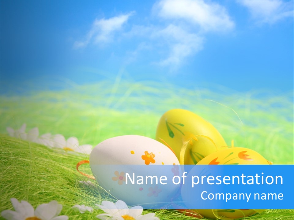 A Group Of Easter Eggs Sitting On Top Of A Green Field PowerPoint Template