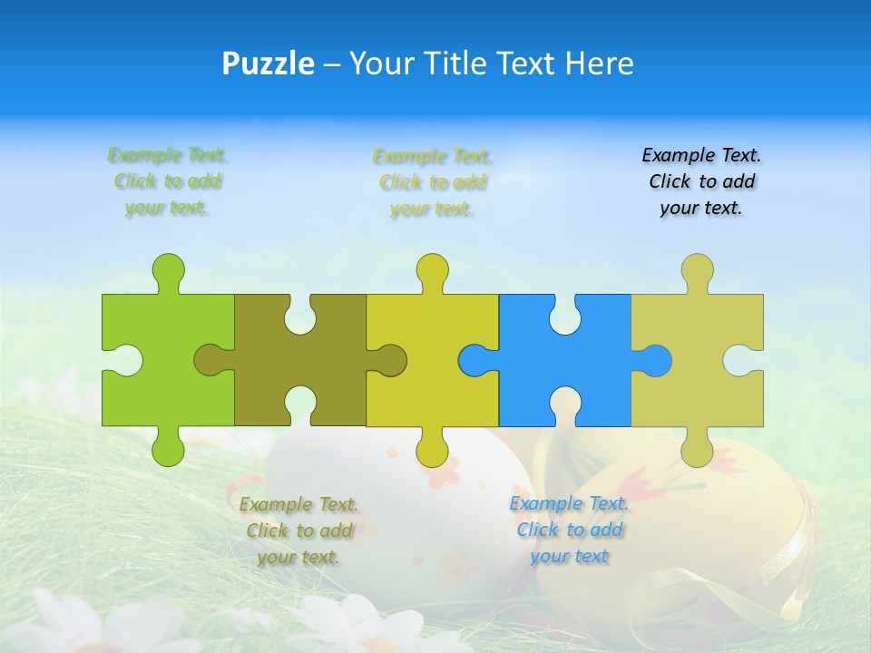 A Group Of Easter Eggs Sitting On Top Of A Green Field PowerPoint Template