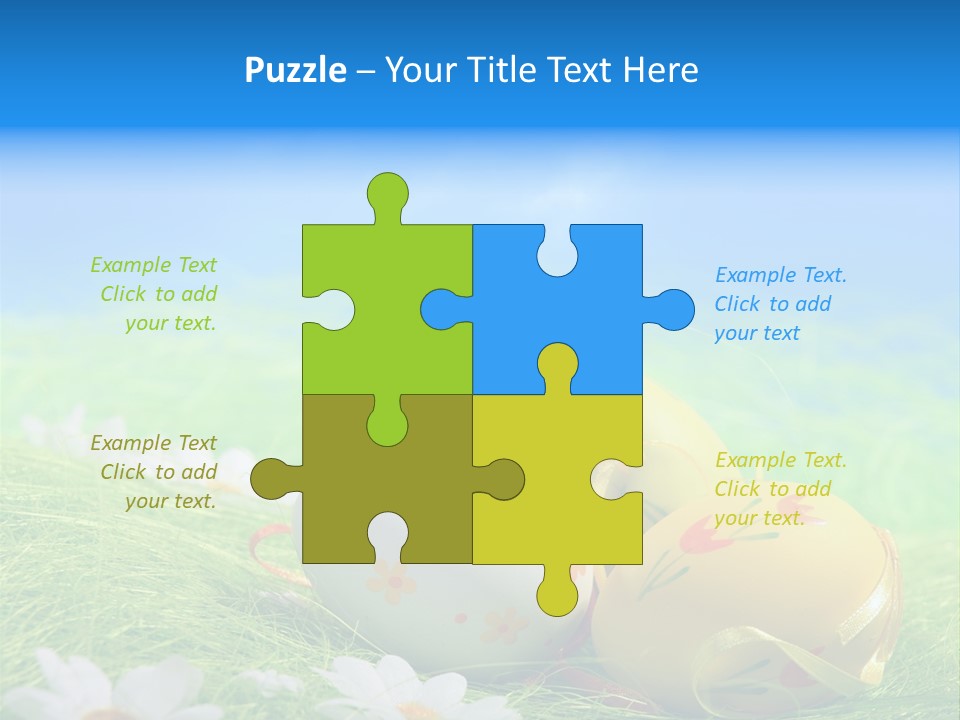 A Group Of Easter Eggs Sitting On Top Of A Green Field PowerPoint Template