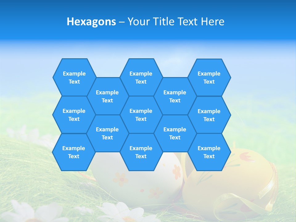 A Group Of Easter Eggs Sitting On Top Of A Green Field PowerPoint Template