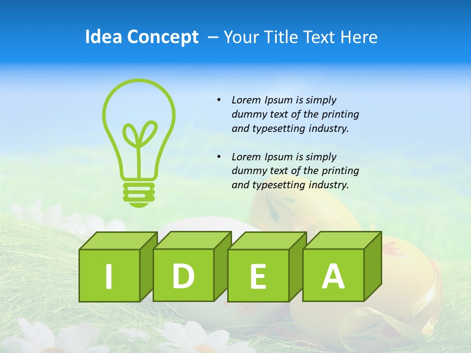 A Group Of Easter Eggs Sitting On Top Of A Green Field PowerPoint Template