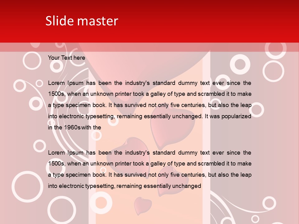 A Red Heart On A Red Background With Bubbles PowerPoint Template