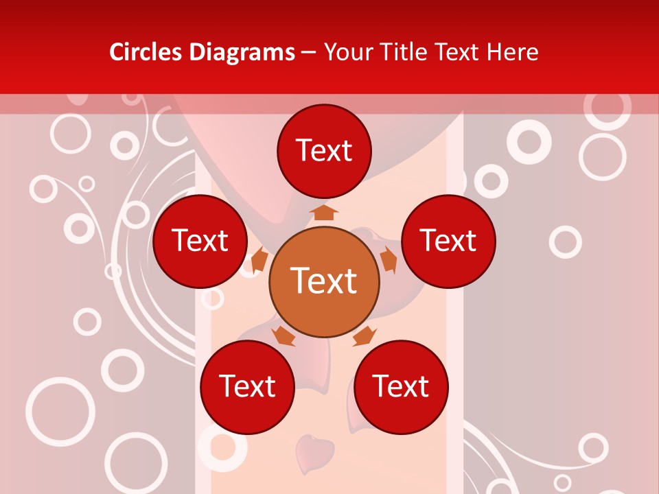 A Red Heart On A Red Background With Bubbles PowerPoint Template