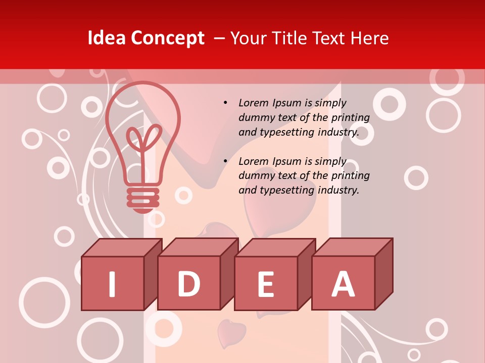 A Red Heart On A Red Background With Bubbles PowerPoint Template