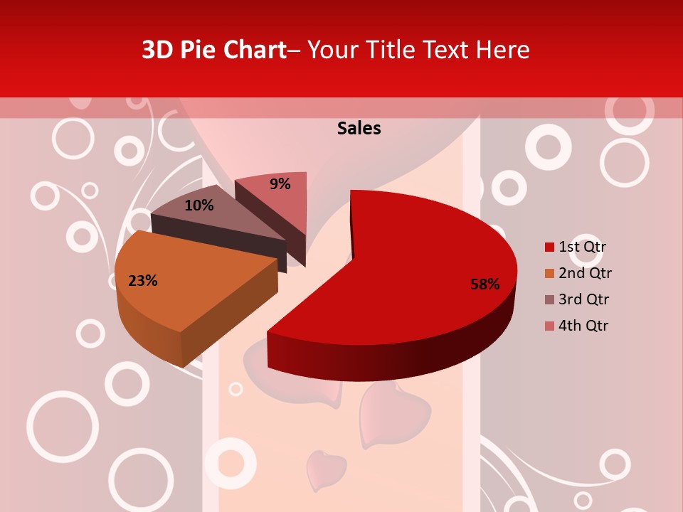 A Red Heart On A Red Background With Bubbles PowerPoint Template