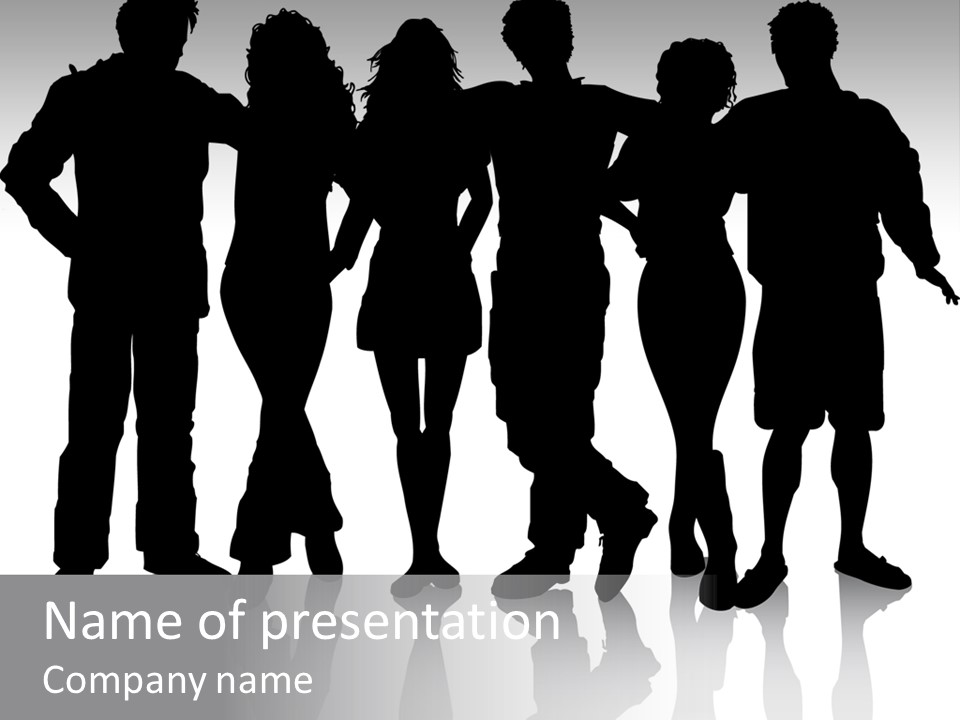 Silhouette Group Pose PowerPoint Template