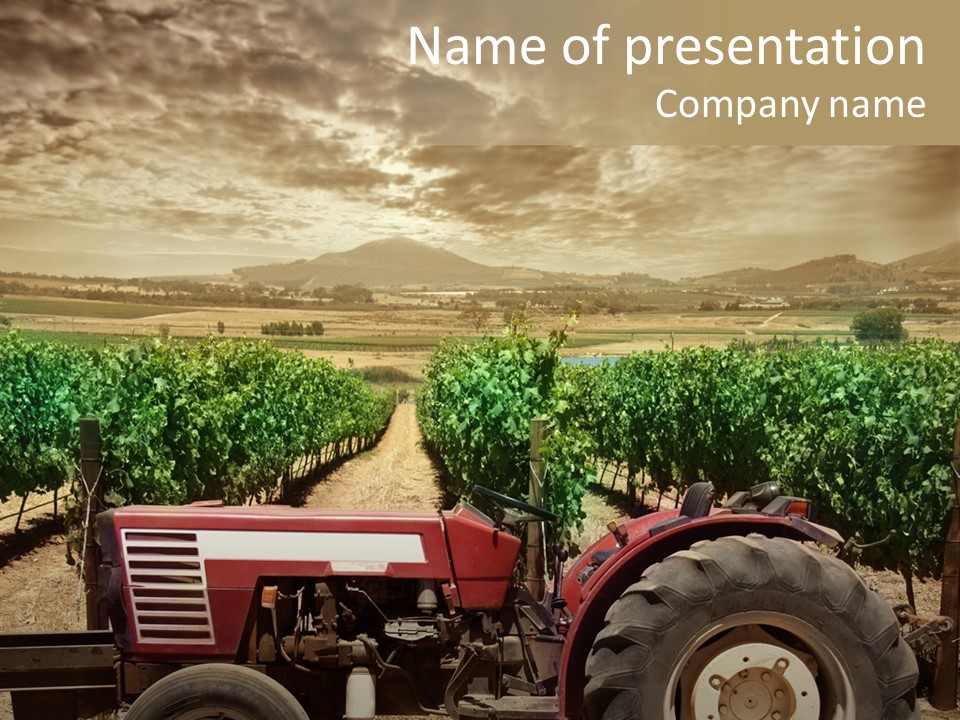 Genuine Cloudy Tractor PowerPoint Template