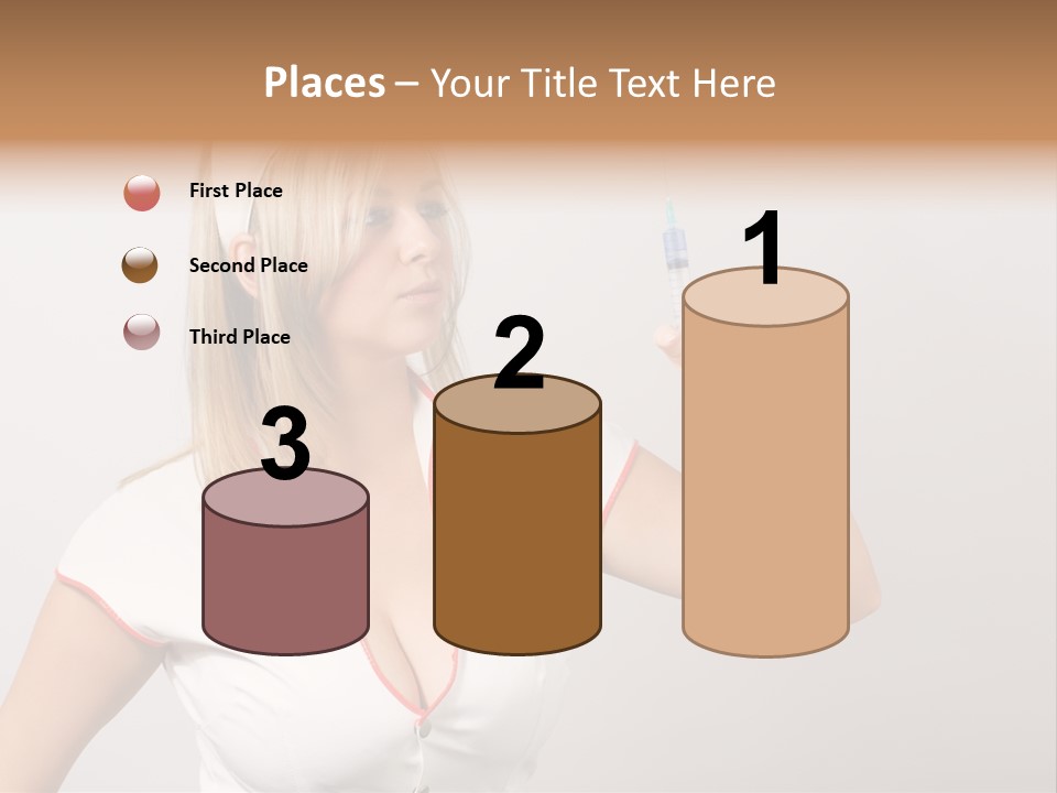 A Woman In A Nurse Outfit Is Holding A Syringe PowerPoint Template