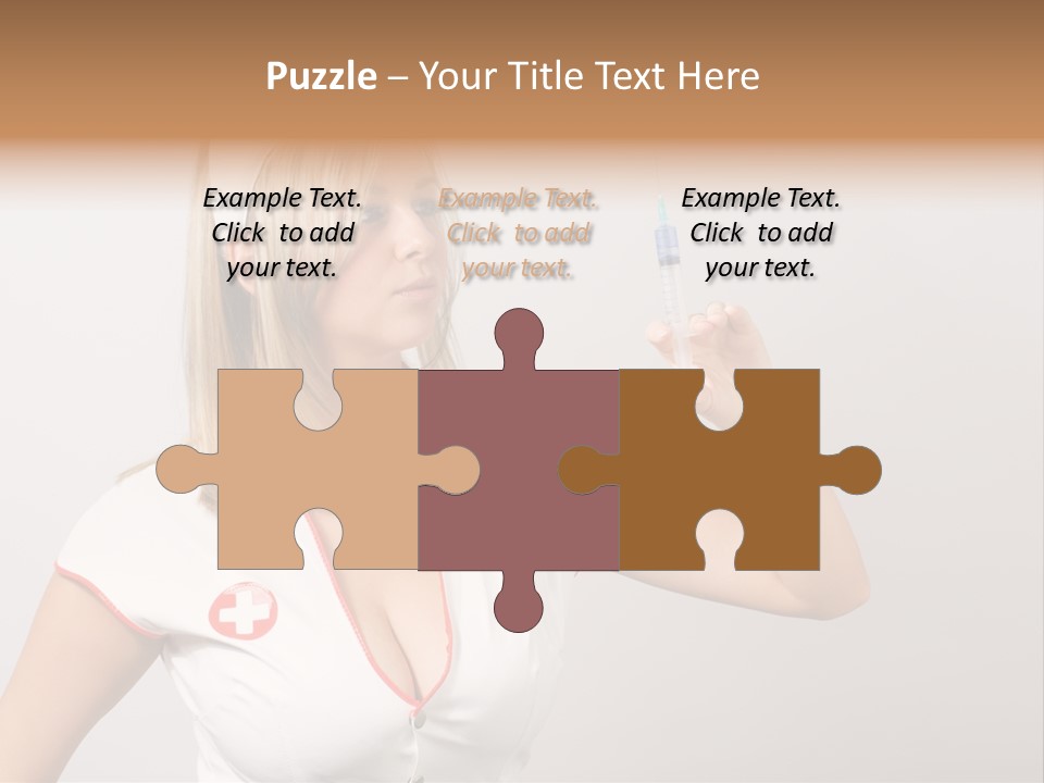 A Woman In A Nurse Outfit Is Holding A Syringe PowerPoint Template