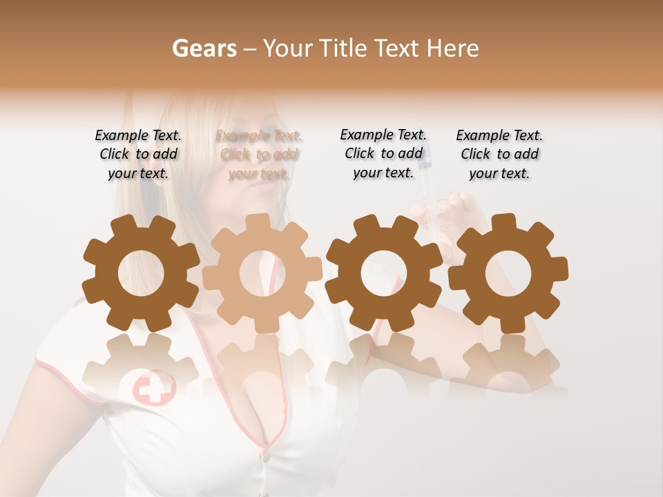 A Woman In A Nurse Outfit Is Holding A Syringe PowerPoint Template