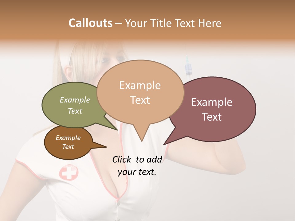 A Woman In A Nurse Outfit Is Holding A Syringe PowerPoint Template