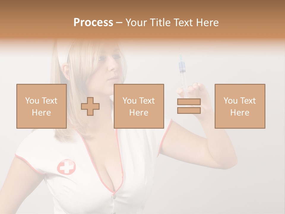 A Woman In A Nurse Outfit Is Holding A Syringe PowerPoint Template