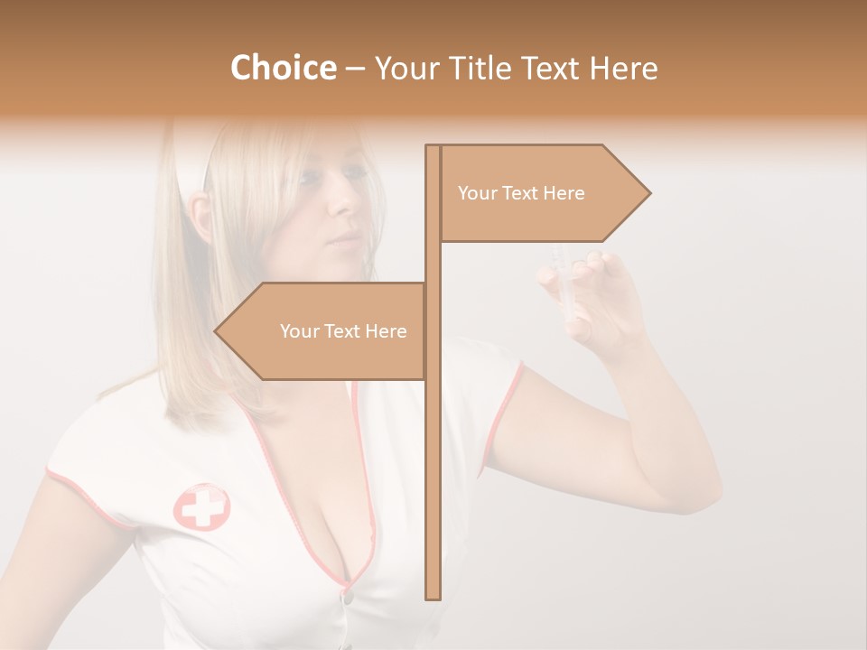 A Woman In A Nurse Outfit Is Holding A Syringe PowerPoint Template