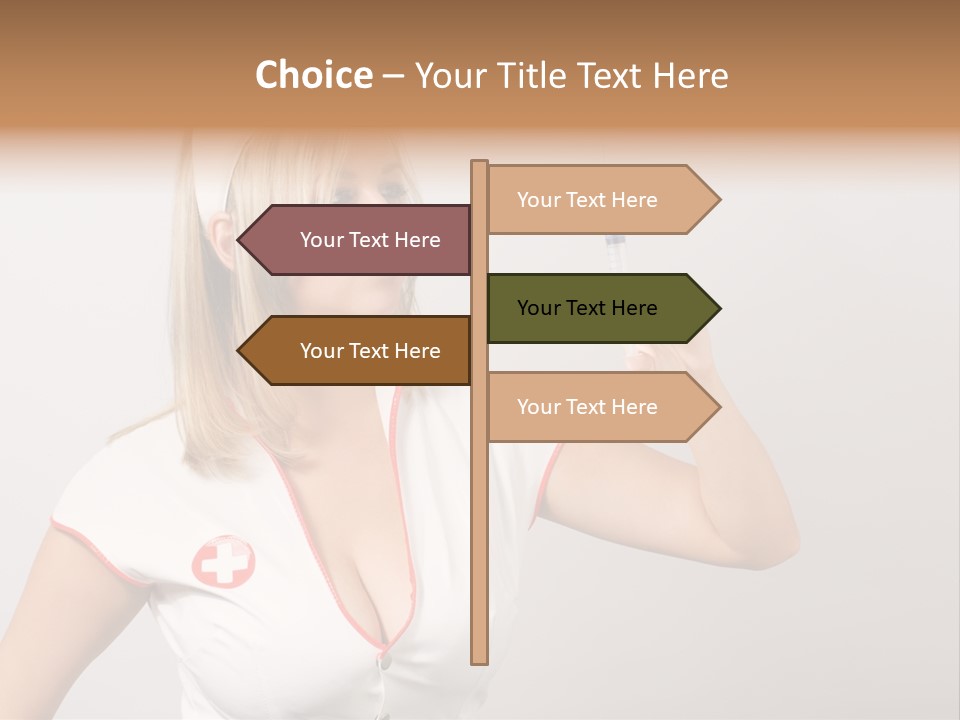 A Woman In A Nurse Outfit Is Holding A Syringe PowerPoint Template