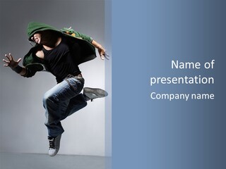 A Man Is Jumping In The Air With His Skateboard PowerPoint Template