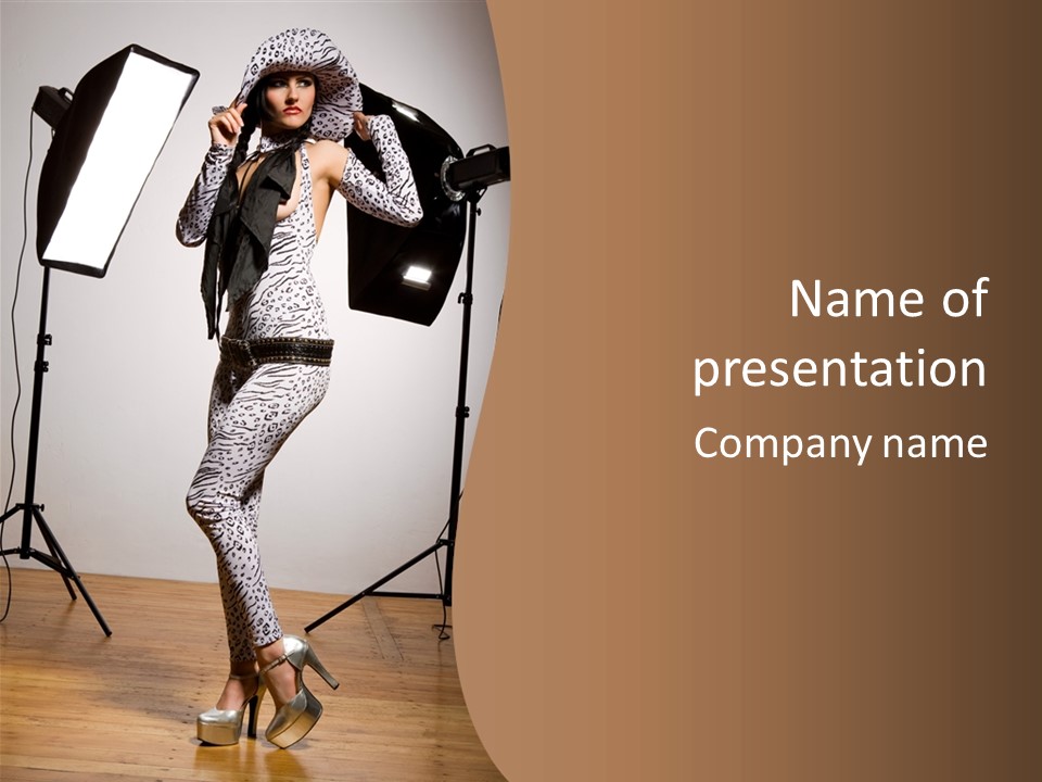 A Woman Is Posing In Front Of A Camera PowerPoint Template