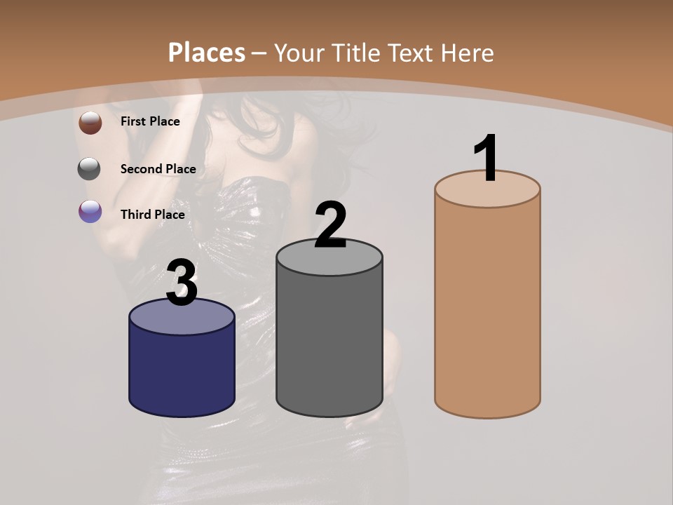 A Woman In A Silver Dress Posing For A Picture PowerPoint Template