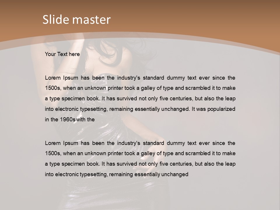 A Woman In A Silver Dress Posing For A Picture PowerPoint Template